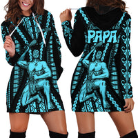 Personalised Aotearoa Father's Day Gift For Dad Hoodie Dress Aroha Ahau Ki A Koe Papa - Aqua Maori Style Pattern - Wonder Print Shop