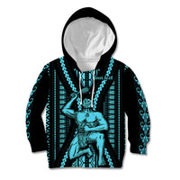 Personalised Aotearoa Father's Day Gift For Dad Kid Hoodie Aroha Ahau Ki A Koe Papa - Aqua Maori Style Pattern - Wonder Print Shop