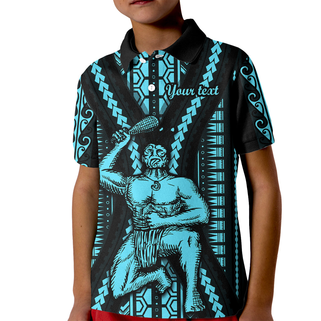 Personalised Aotearoa Father's Day Gift For Dad Kid Polo Shirt Aroha Ahau Ki A Koe Papa - Aqua Maori Style Pattern - Wonder Print Shop