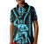 Personalised Aotearoa Father's Day Gift For Dad Kid Polo Shirt Aroha Ahau Ki A Koe Papa - Aqua Maori Style Pattern - Wonder Print Shop