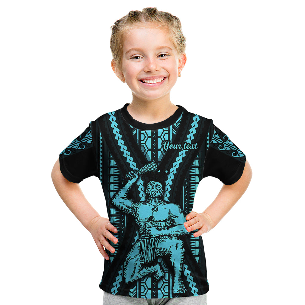 Personalised Aotearoa Father's Day Gift For Dad Kid T Shirt Aroha Ahau Ki A Koe Papa - Aqua Maori Style Pattern - Wonder Print Shop
