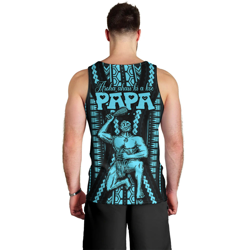 personalised-aotearoa-fathers-day-gift-for-dad-men-tank-top-aroha-ahau-ki-a-koe-papa-aqua-maori-style-pattern