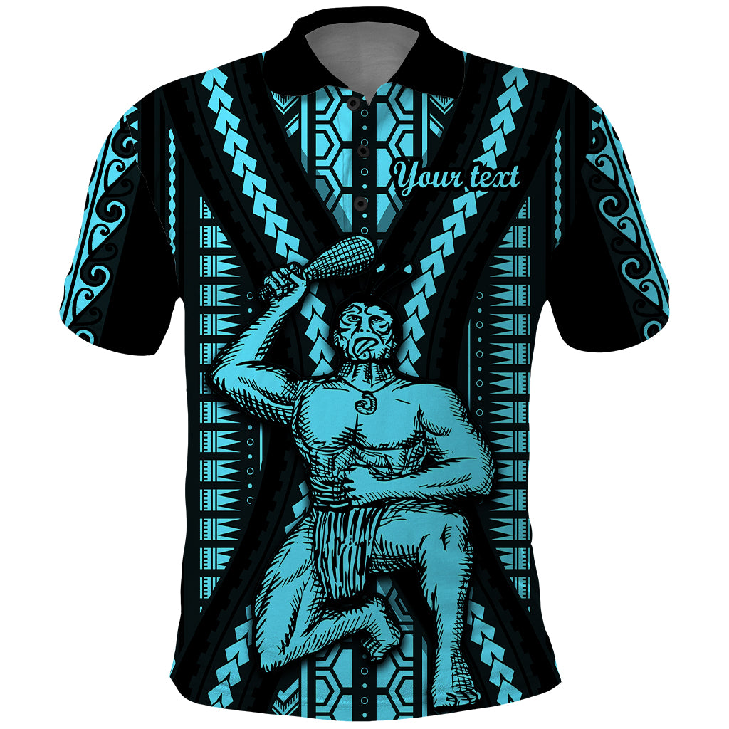 Personalised Aotearoa Father's Day Gift For Dad Polo Shirt Aroha Ahau Ki A Koe Papa - Aqua Maori Style Pattern - Wonder Print Shop