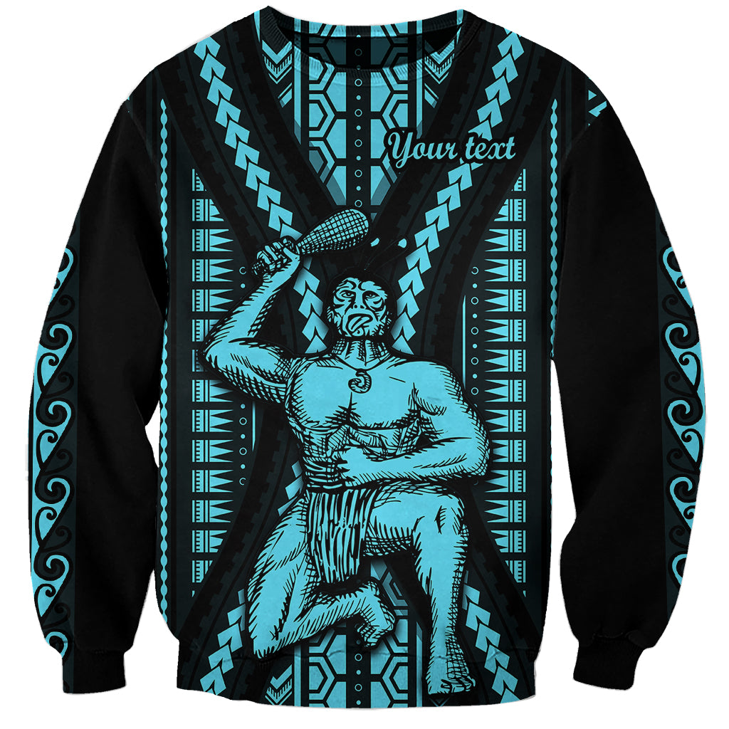 Personalised Aotearoa Father's Day Gift For Dad Sweatshirt Aroha Ahau Ki A Koe Papa - Aqua Maori Style Pattern - Wonder Print Shop