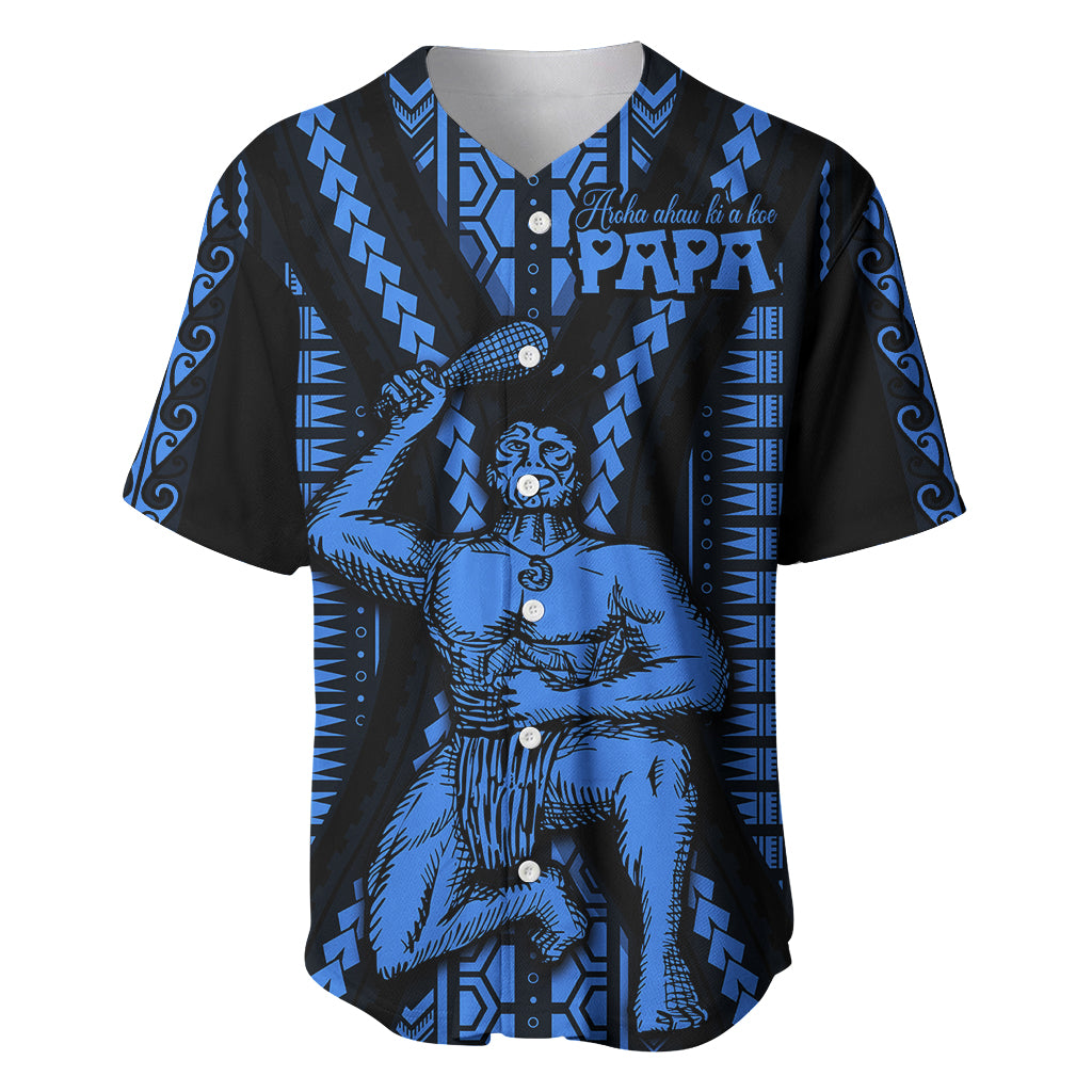 Aotearoa Father's Day Gift For Dad Baseball Jersey Aroha Ahau Ki A Koe Papa - Blue Maori Style Pattern LT9 - Wonder Print Shop
