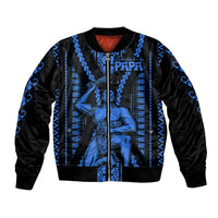 Aotearoa Father's Day Gift For Dad Bomber Jacket Aroha Ahau Ki A Koe Papa - Blue Maori Style Pattern LT9 - Wonder Print Shop