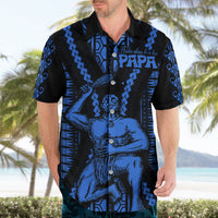 Aotearoa Father's Day Gift For Dad Hawaiian Shirt Aroha Ahau Ki A Koe Papa - Blue Maori Style Pattern - Wonder Print Shop