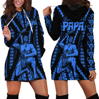 Aotearoa Father's Day Gift For Dad Hoodie Dress Aroha Ahau Ki A Koe Papa - Blue Maori Style Pattern - Wonder Print Shop