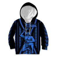Aotearoa Father's Day Gift For Dad Kid Hoodie Aroha Ahau Ki A Koe Papa - Blue Maori Style Pattern - Wonder Print Shop