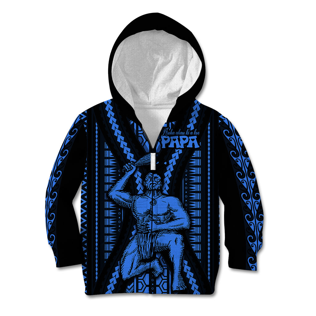Aotearoa Father's Day Gift For Dad Kid Hoodie Aroha Ahau Ki A Koe Papa - Blue Maori Style Pattern - Wonder Print Shop