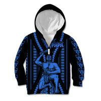 Aotearoa Father's Day Gift For Dad Kid Hoodie Aroha Ahau Ki A Koe Papa - Blue Maori Style Pattern - Wonder Print Shop