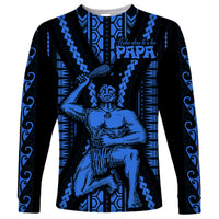 Aotearoa Father's Day Gift For Dad Long Sleeve Shirt Aroha Ahau Ki A Koe Papa - Blue Maori Style Pattern - Wonder Print Shop