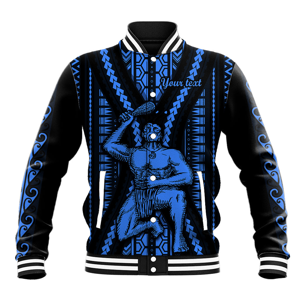 Personalised Aotearoa Father's Day Gift For Dad Baseball Jacket Aroha Ahau Ki A Koe Papa - Blue Maori Style Pattern LT9 - Wonder Print Shop