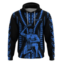 Personalised Aotearoa Father's Day Gift For Dad Hoodie Aroha Ahau Ki A Koe Papa - Blue Maori Style Pattern - Wonder Print Shop