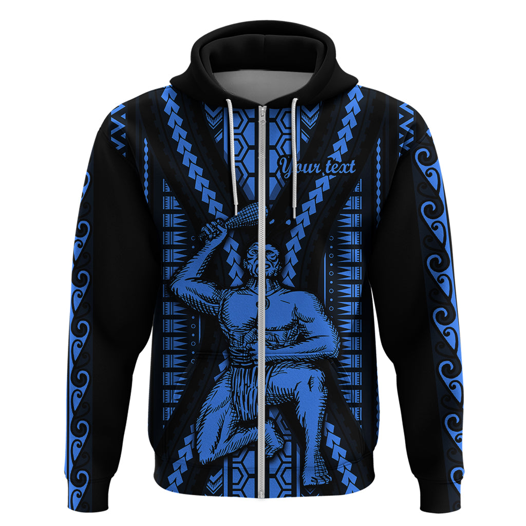 Personalised Aotearoa Father's Day Gift For Dad Hoodie Aroha Ahau Ki A Koe Papa - Blue Maori Style Pattern - Wonder Print Shop