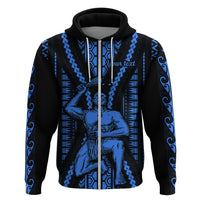 Personalised Aotearoa Father's Day Gift For Dad Hoodie Aroha Ahau Ki A Koe Papa - Blue Maori Style Pattern - Wonder Print Shop