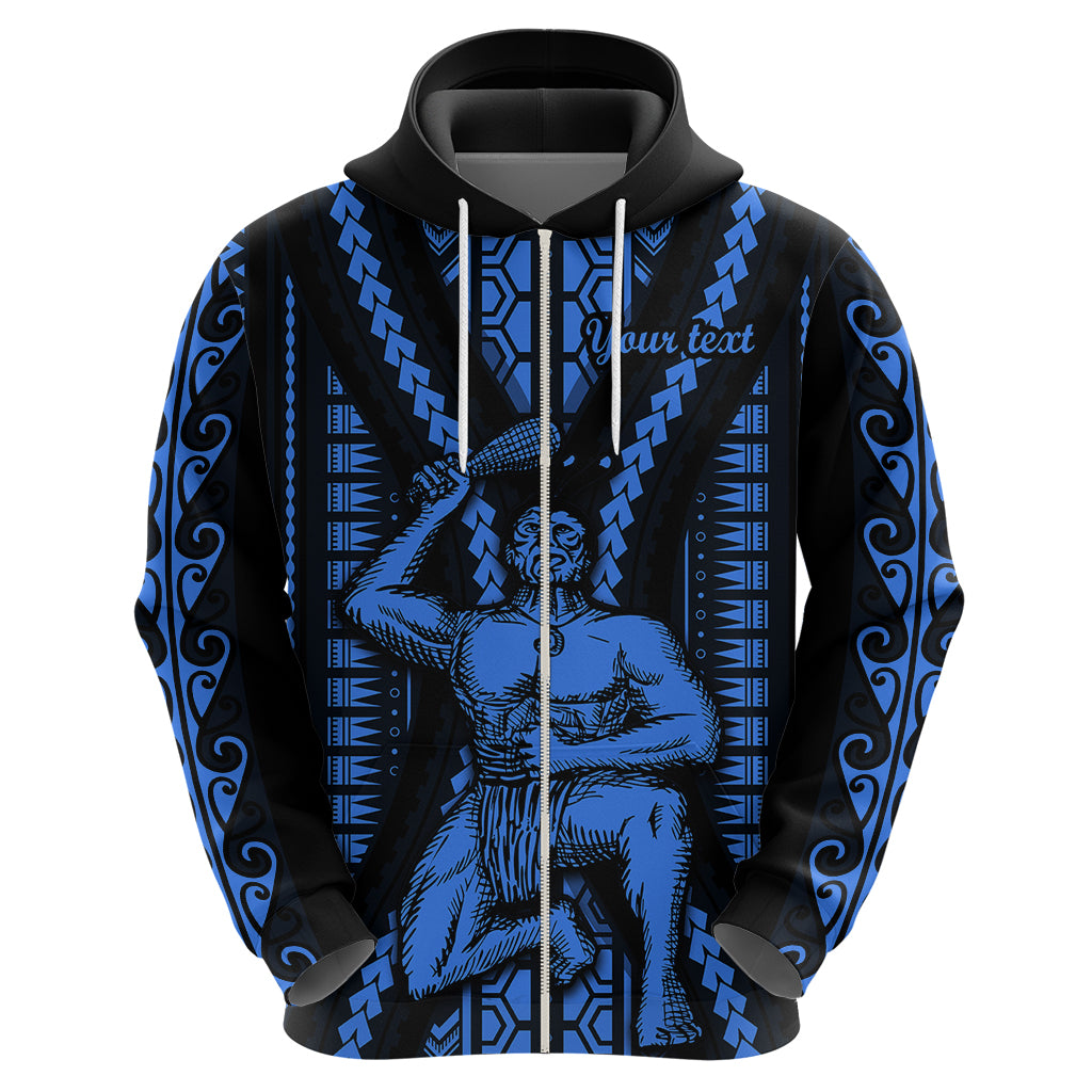 Personalised Aotearoa Father's Day Gift For Dad Hoodie Aroha Ahau Ki A Koe Papa - Blue Maori Style Pattern - Wonder Print Shop