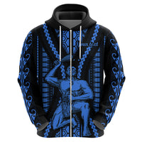 Personalised Aotearoa Father's Day Gift For Dad Hoodie Aroha Ahau Ki A Koe Papa - Blue Maori Style Pattern - Wonder Print Shop