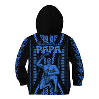Personalised Aotearoa Father's Day Gift For Dad Kid Hoodie Aroha Ahau Ki A Koe Papa - Blue Maori Style Pattern - Wonder Print Shop