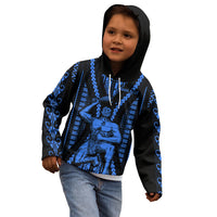 Personalised Aotearoa Father's Day Gift For Dad Kid Hoodie Aroha Ahau Ki A Koe Papa - Blue Maori Style Pattern - Wonder Print Shop