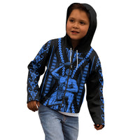 Personalised Aotearoa Father's Day Gift For Dad Kid Hoodie Aroha Ahau Ki A Koe Papa - Blue Maori Style Pattern - Wonder Print Shop