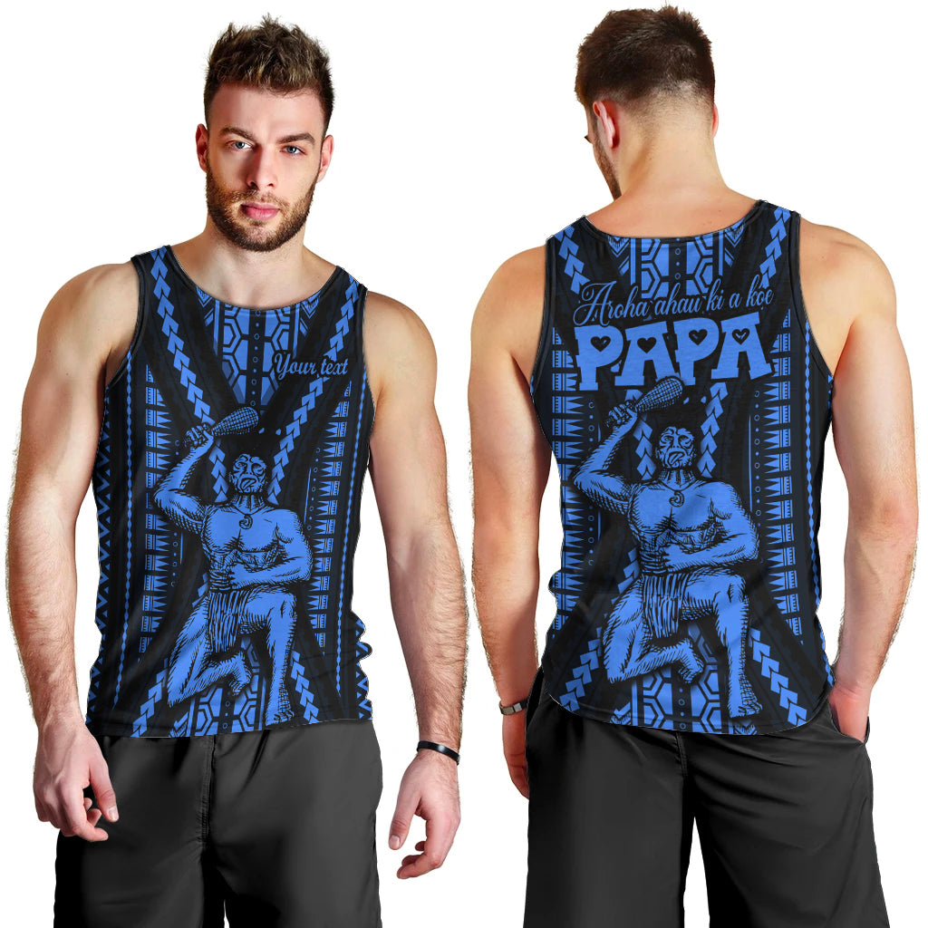 personalised-aotearoa-fathers-day-gift-for-dad-men-tank-top-aroha-ahau-ki-a-koe-papa-blue-maori-style-pattern