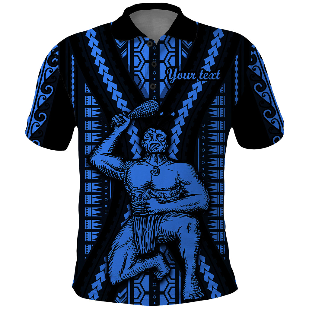 Personalised Aotearoa Father's Day Gift For Dad Polo Shirt Aroha Ahau Ki A Koe Papa - Blue Maori Style Pattern - Wonder Print Shop