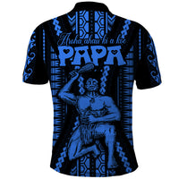Personalised Aotearoa Father's Day Gift For Dad Polo Shirt Aroha Ahau Ki A Koe Papa - Blue Maori Style Pattern - Wonder Print Shop