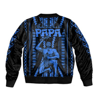 Personalised Aotearoa Father's Day Gift For Dad Sleeve Zip Bomber Jacket Aroha Ahau Ki A Koe Papa - Blue Maori Style Pattern - Wonder Print Shop