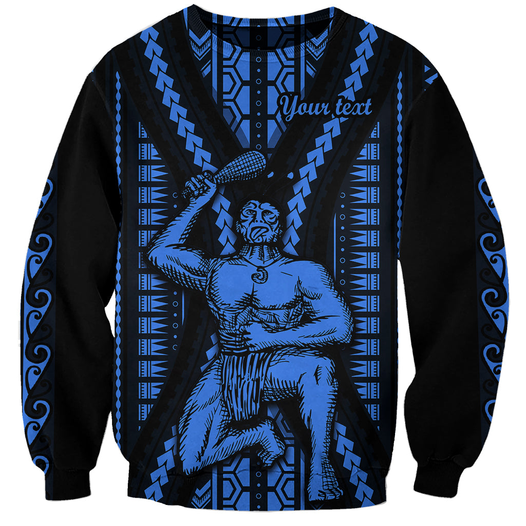 Personalised Aotearoa Father's Day Gift For Dad Sweatshirt Aroha Ahau Ki A Koe Papa - Blue Maori Style Pattern - Wonder Print Shop