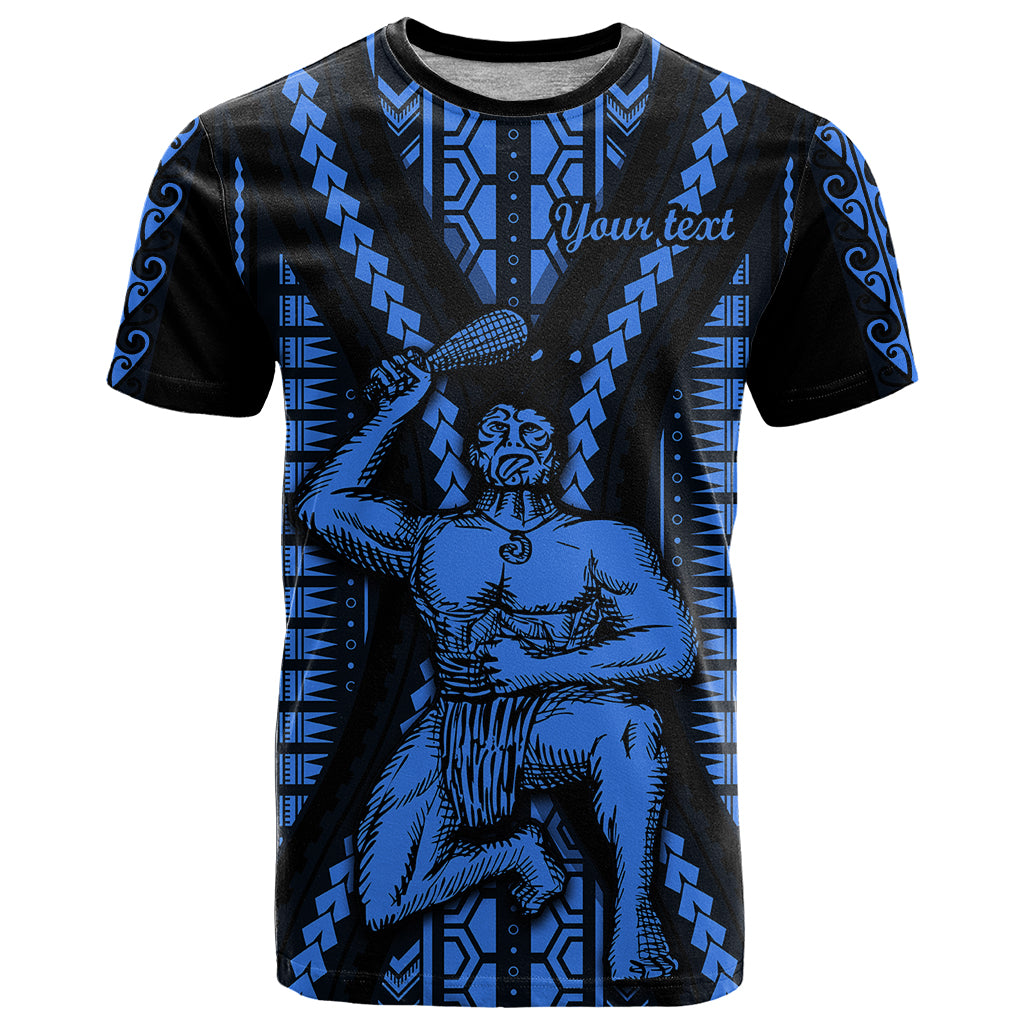 Personalised Aotearoa Father's Day Gift For Dad T Shirt Aroha Ahau Ki A Koe Papa - Blue Maori Style Pattern - Wonder Print Shop