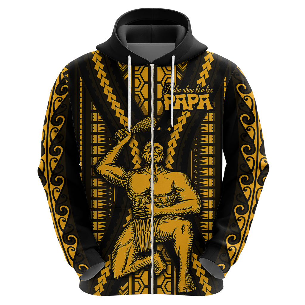 Aotearoa Father's Day Gift For Dad Hoodie Aroha Ahau Ki A Koe Papa - Gold Maori Style Pattern - Wonder Print Shop