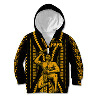 Aotearoa Father's Day Gift For Dad Kid Hoodie Aroha Ahau Ki A Koe Papa - Gold Maori Style Pattern - Wonder Print Shop
