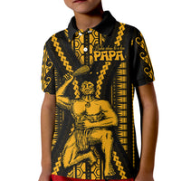 Aotearoa Father's Day Gift For Dad Kid Polo Shirt Aroha Ahau Ki A Koe Papa - Gold Maori Style Pattern - Wonder Print Shop