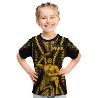 Aotearoa Father's Day Gift For Dad Kid T Shirt Aroha Ahau Ki A Koe Papa - Gold Maori Style Pattern - Wonder Print Shop