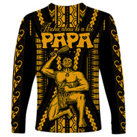 Aotearoa Father's Day Gift For Dad Long Sleeve Shirt Aroha Ahau Ki A Koe Papa - Gold Maori Style Pattern - Wonder Print Shop