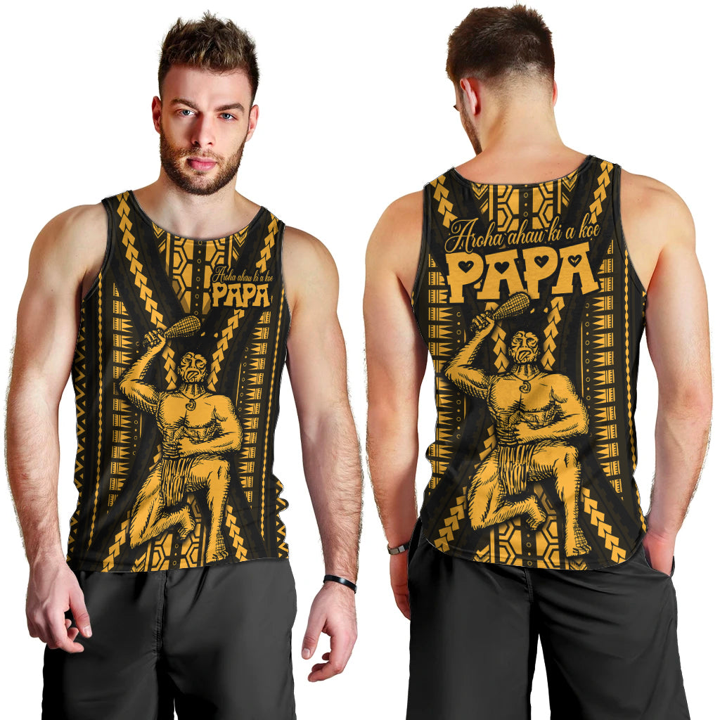 aotearoa-fathers-day-gift-for-dad-men-tank-top-aroha-ahau-ki-a-koe-papa-gold-maori-style-pattern