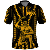 Aotearoa Father's Day Gift For Dad Polo Shirt Aroha Ahau Ki A Koe Papa - Gold Maori Style Pattern - Wonder Print Shop
