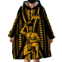 Aotearoa Father's Day Gift For Dad Wearable Blanket Hoodie Aroha Ahau Ki A Koe Papa - Gold Maori Style Pattern - Wonder Print Shop
