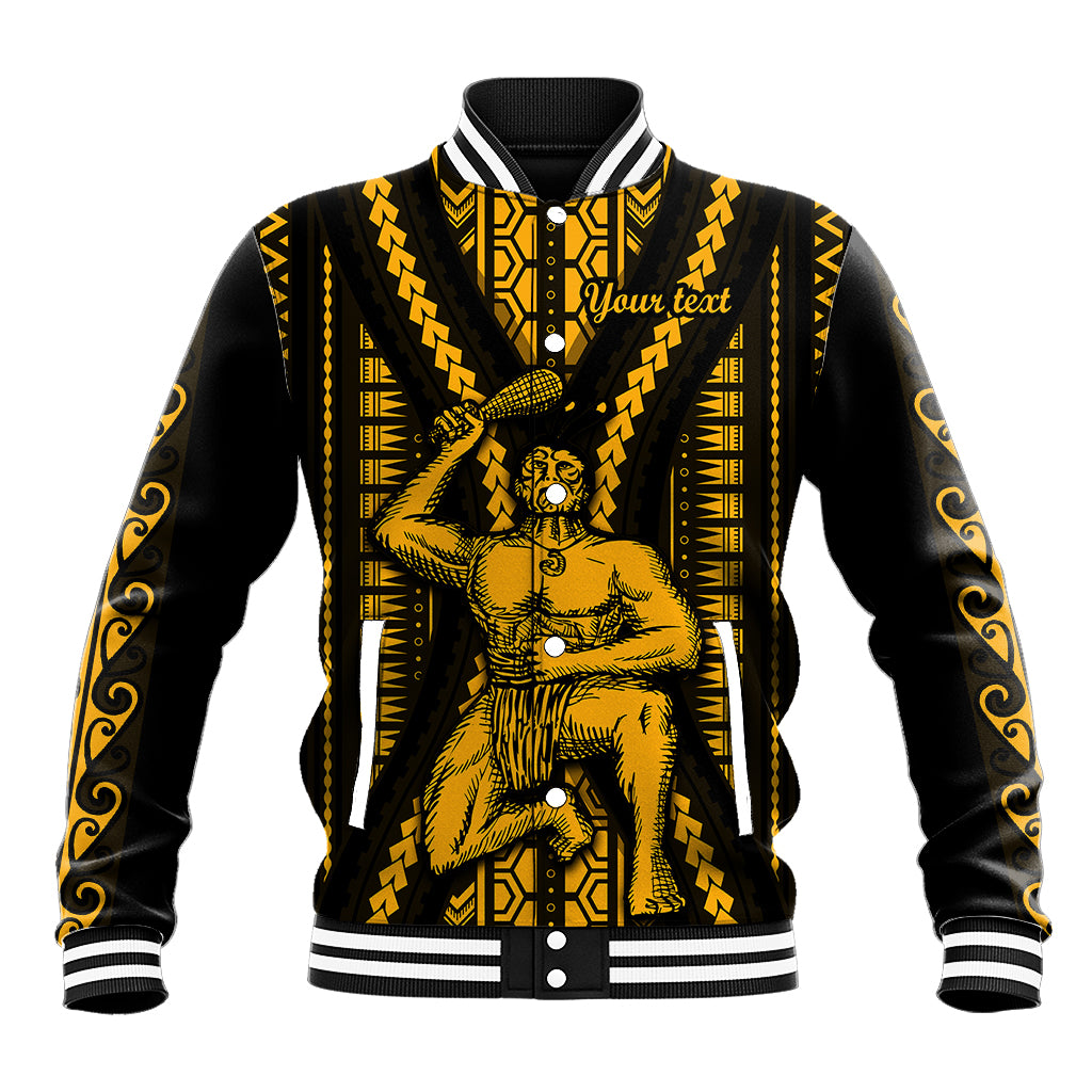Personalised Aotearoa Father's Day Gift For Dad Baseball Jacket Aroha Ahau Ki A Koe Papa - Gold Maori Style Pattern LT9 - Wonder Print Shop
