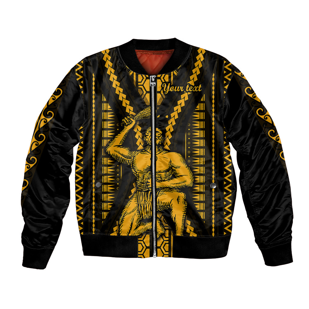 Personalised Aotearoa Father's Day Gift For Dad Bomber Jacket Aroha Ahau Ki A Koe Papa - Gold Maori Style Pattern LT9 - Wonder Print Shop