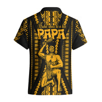 Personalised Aotearoa Father's Day Gift For Dad Hawaiian Shirt Aroha Ahau Ki A Koe Papa - Gold Maori Style Pattern - Wonder Print Shop