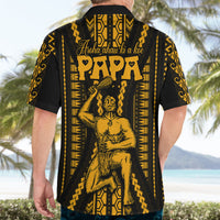 Personalised Aotearoa Father's Day Gift For Dad Hawaiian Shirt Aroha Ahau Ki A Koe Papa - Gold Maori Style Pattern - Wonder Print Shop