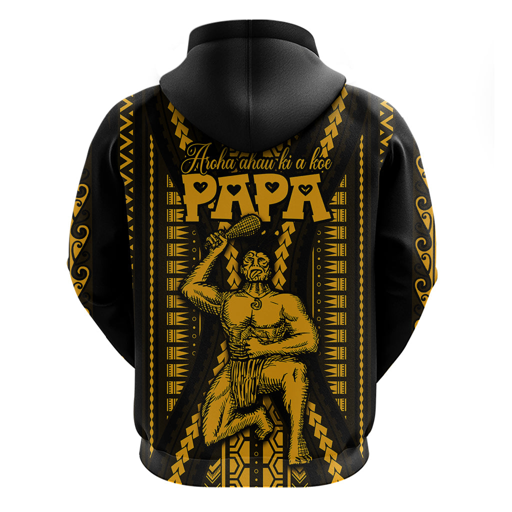 Personalised Aotearoa Father's Day Gift For Dad Hoodie Aroha Ahau Ki A Koe Papa - Gold Maori Style Pattern - Wonder Print Shop