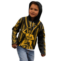 Personalised Aotearoa Father's Day Gift For Dad Kid Hoodie Aroha Ahau Ki A Koe Papa - Gold Maori Style Pattern - Wonder Print Shop