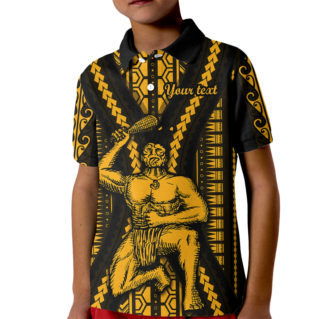 Personalised Aotearoa Father's Day Gift For Dad Kid Polo Shirt Aroha Ahau Ki A Koe Papa - Gold Maori Style Pattern - Wonder Print Shop