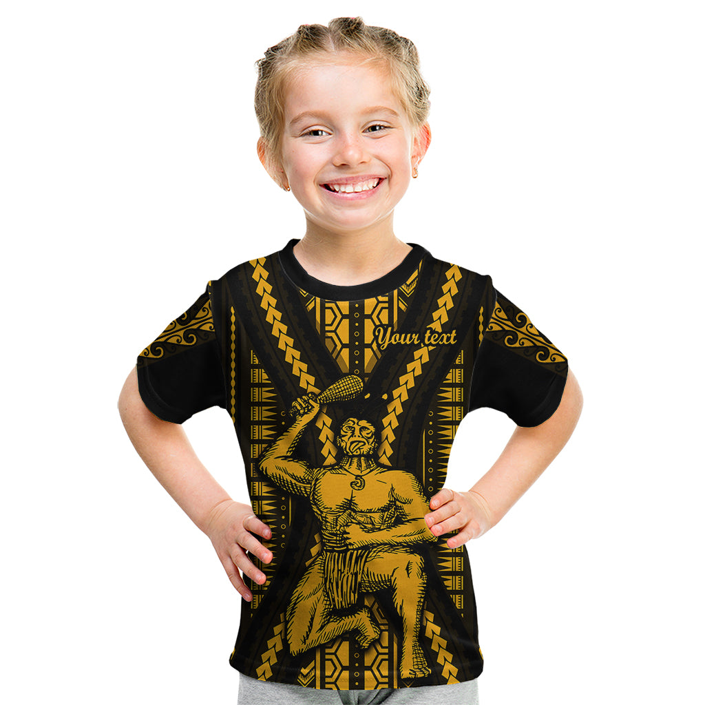 Personalised Aotearoa Father's Day Gift For Dad Kid T Shirt Aroha Ahau Ki A Koe Papa - Gold Maori Style Pattern - Wonder Print Shop