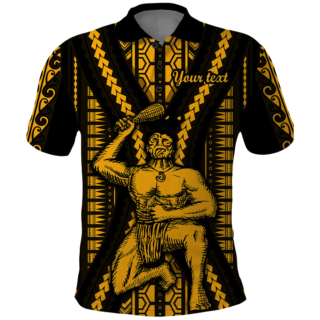 Personalised Aotearoa Father's Day Gift For Dad Polo Shirt Aroha Ahau Ki A Koe Papa - Gold Maori Style Pattern - Wonder Print Shop