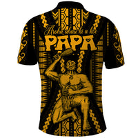 Personalised Aotearoa Father's Day Gift For Dad Polo Shirt Aroha Ahau Ki A Koe Papa - Gold Maori Style Pattern - Wonder Print Shop