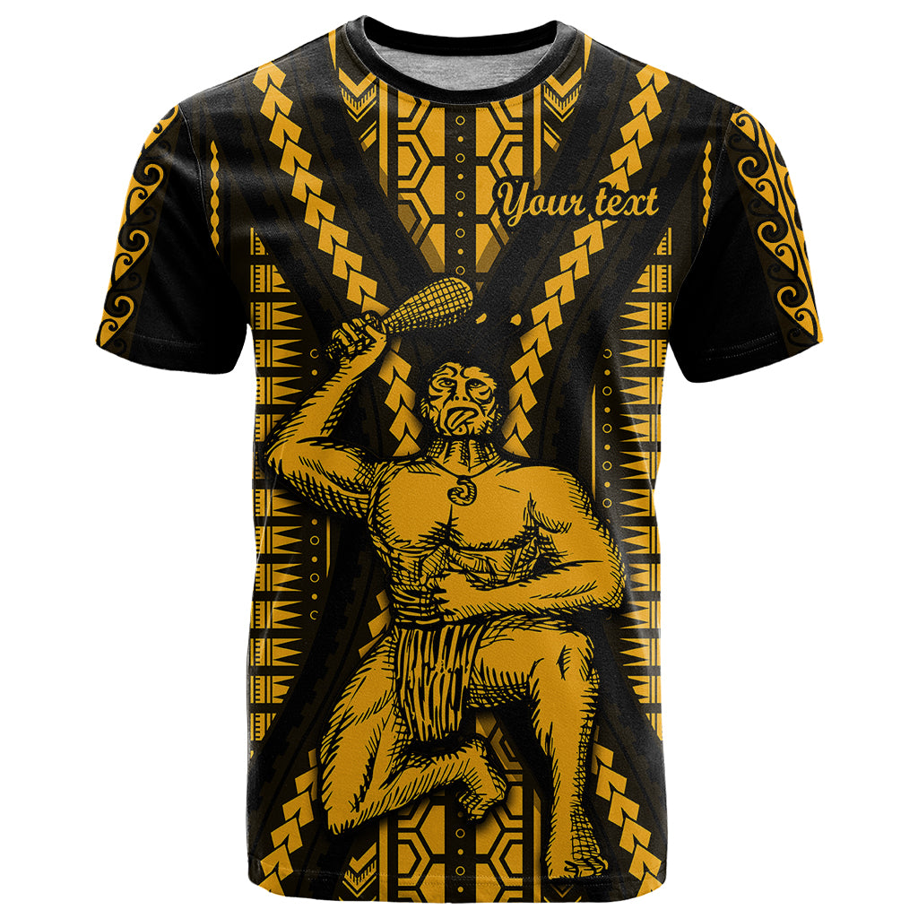 Personalised Aotearoa Father's Day Gift For Dad T Shirt Aroha Ahau Ki A Koe Papa - Gold Maori Style Pattern - Wonder Print Shop